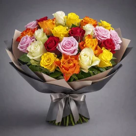 Букет из разноцветных роз